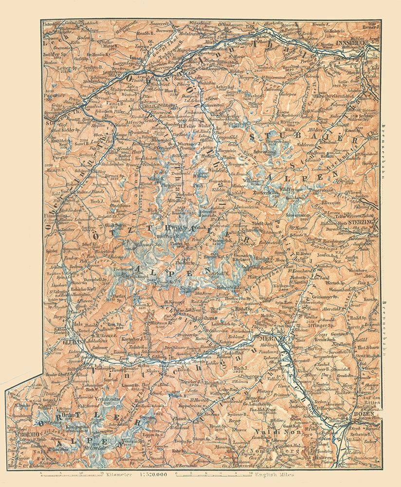 Europe Mountains Austria Italy - Baedeker 1896 art print by Baedeker for $57.95 CAD