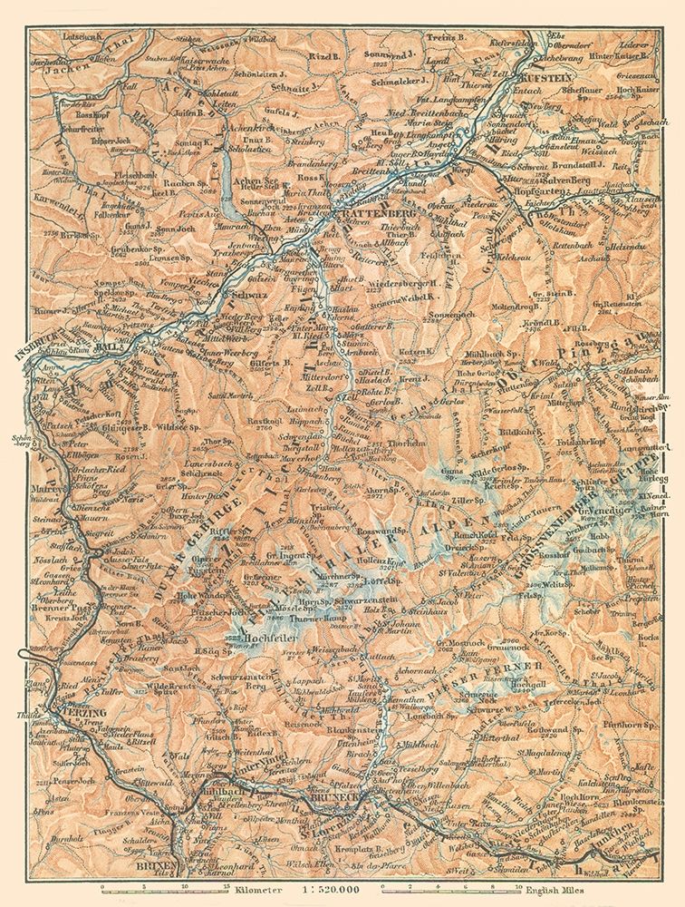 Europe Mountains Austria Italy - Baedeker 1896 art print by Baedeker for $57.95 CAD