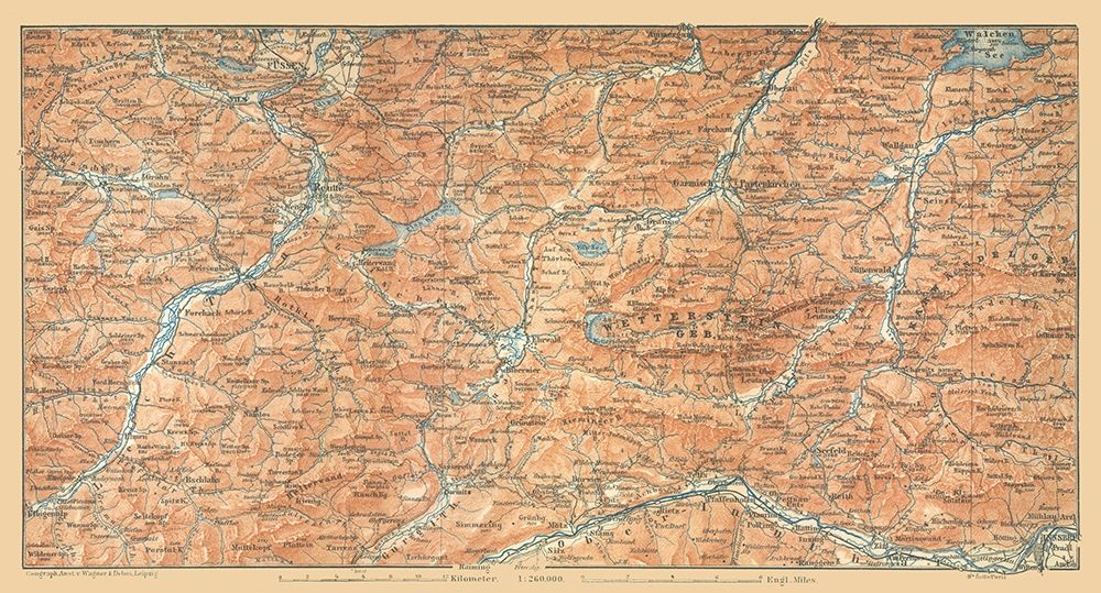 Europe Mountains South Germany Austria art print by Baedeker for $57.95 CAD
