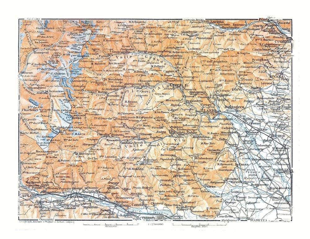 Europe Lanza Region France Italy - Bertarelli 1914 art print by Bertarelli for $57.95 CAD