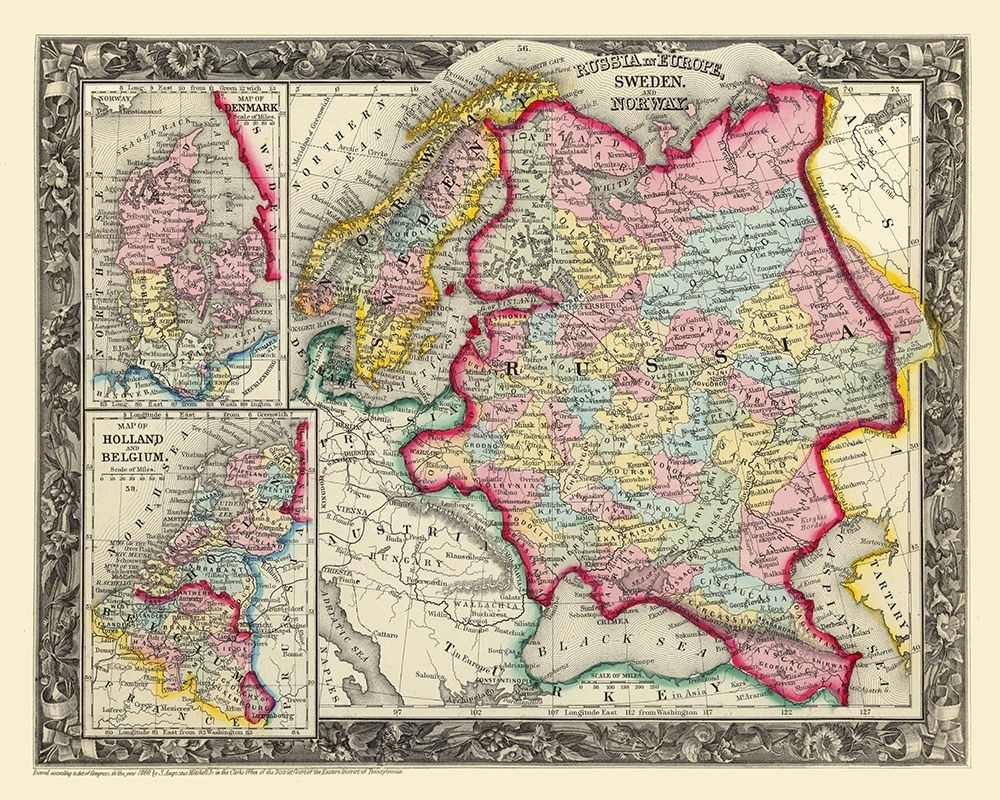 Russia in Europe Sweden Norway - Mitchell 1860 art print by Mitchell for $57.95 CAD