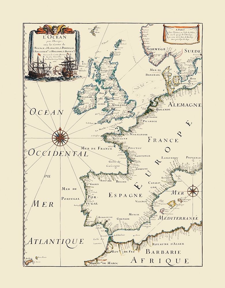 Atlantic Ocean Europe - Roy 1666 art print by Roy for $57.95 CAD