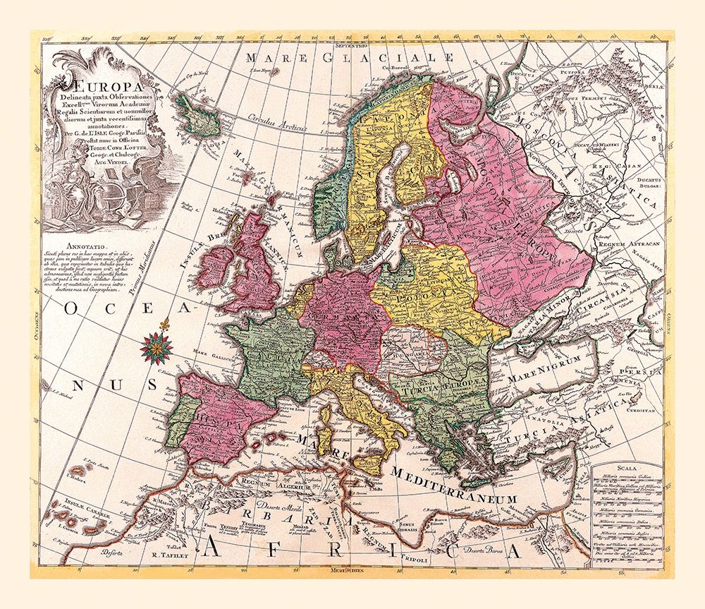 Europe - De Lisle 1787 art print by De L isle for $57.95 CAD