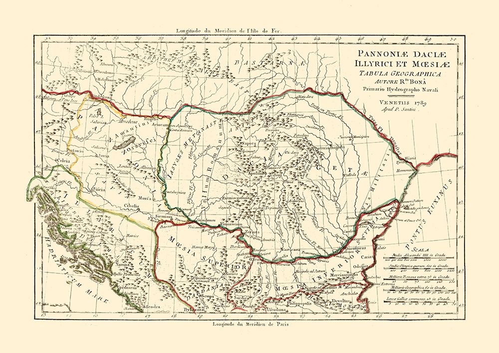 Illyricum Pannonia Moesia Dacia Provinces - Santini 1794 art print by Santini for $57.95 CAD