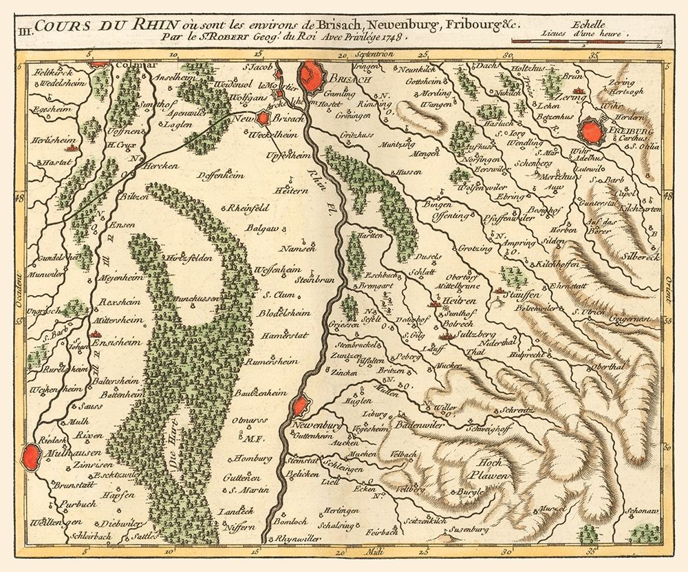 Rhine River Brisach Nuremberg Fribourg - Robert 1748 art print by Robert for $57.95 CAD