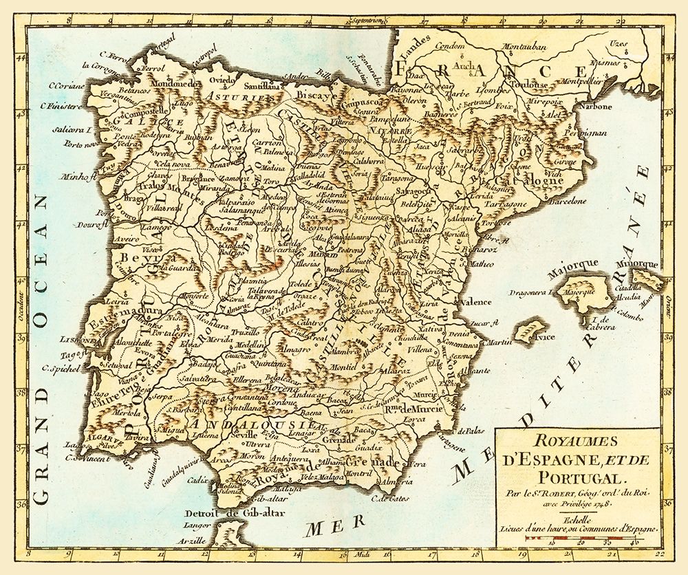 Spain Portugal - Robert 1748 art print by Robert for $57.95 CAD