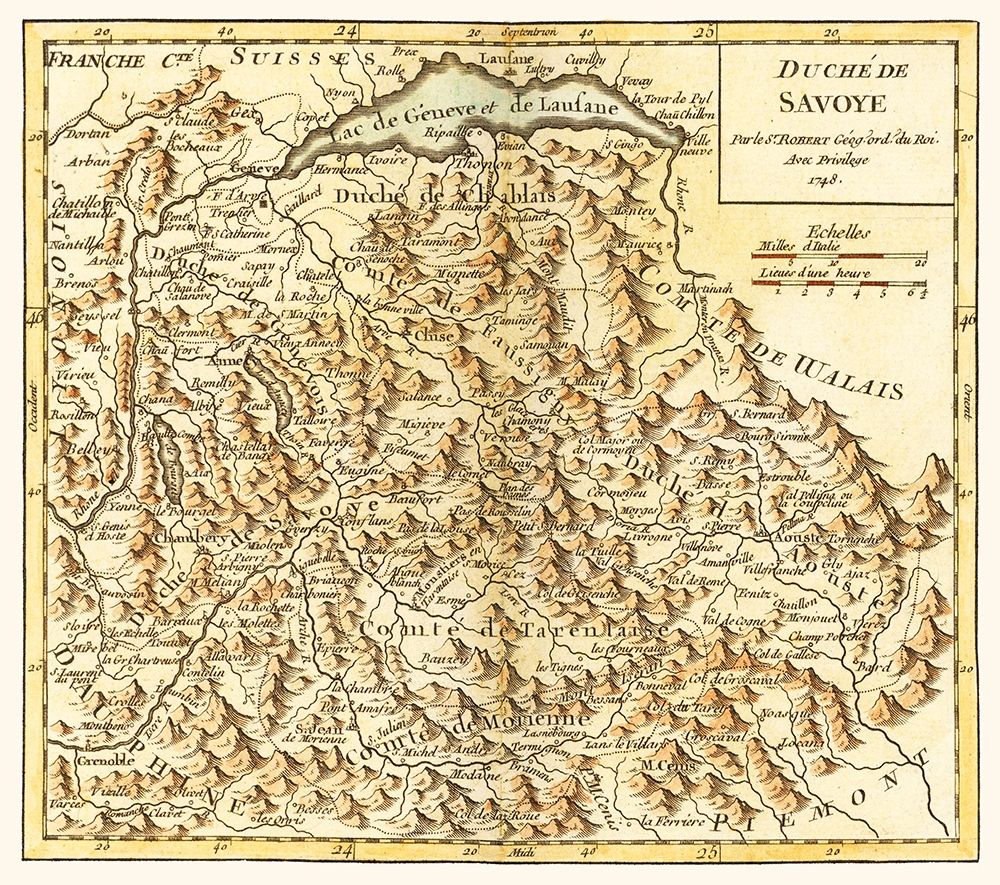 Savoy Duchy France Italy - Robert 1748 art print by Robert for $57.95 CAD