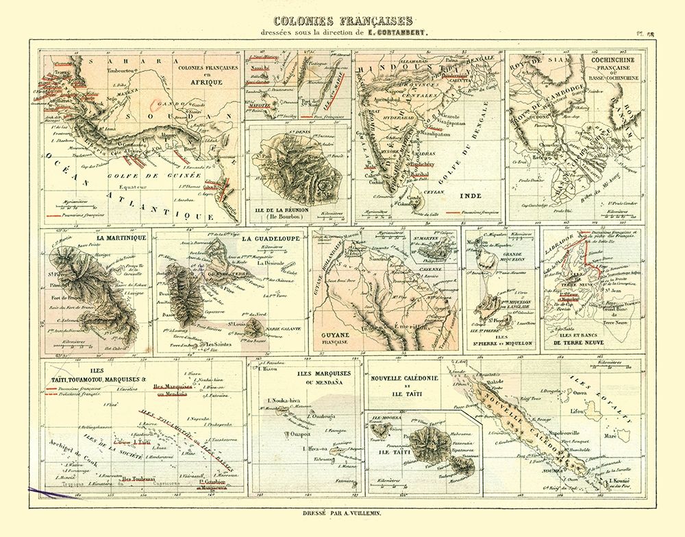 French Colonies - Cortambert 1880 art print by Cortambert for $57.95 CAD