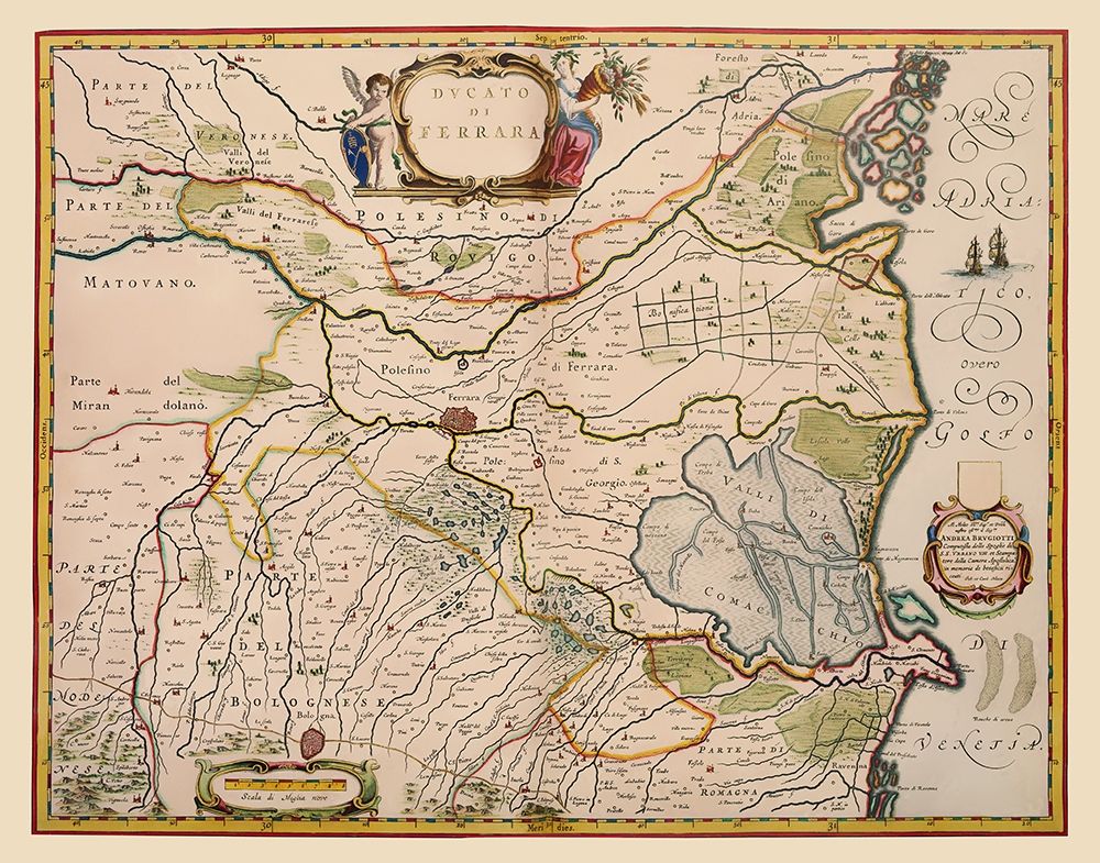 Ferrara Region Italy - Blaeu 1640 art print by Blaeu for $57.95 CAD