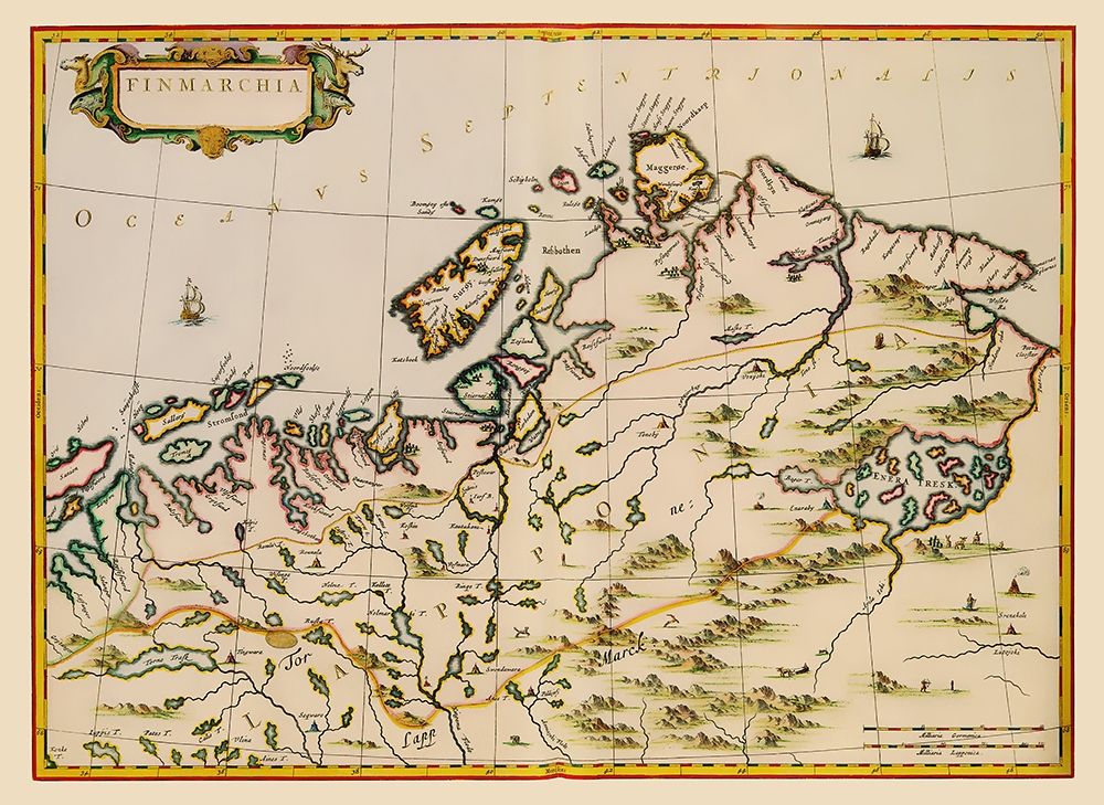 Scandinavia Finnmark County Norway - Blaeu 1662 art print by Blaeu for $57.95 CAD