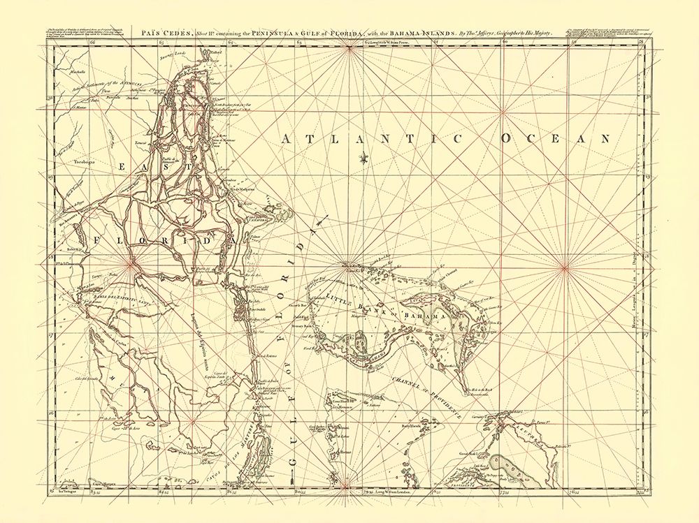 Florida Peninsula Gulf of Florida Bahamas US art print by Jefferys for $57.95 CAD