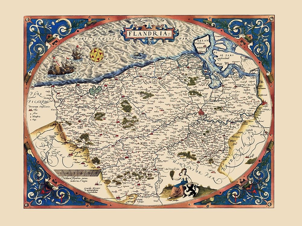 Europe Flanders County Belgium Netherlands France art print by Ortelius for $57.95 CAD