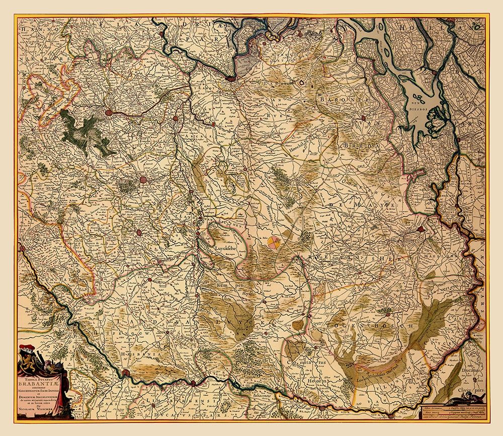 Benelux Flemish Brabant Flanders Belgium art print by Visscher for $57.95 CAD
