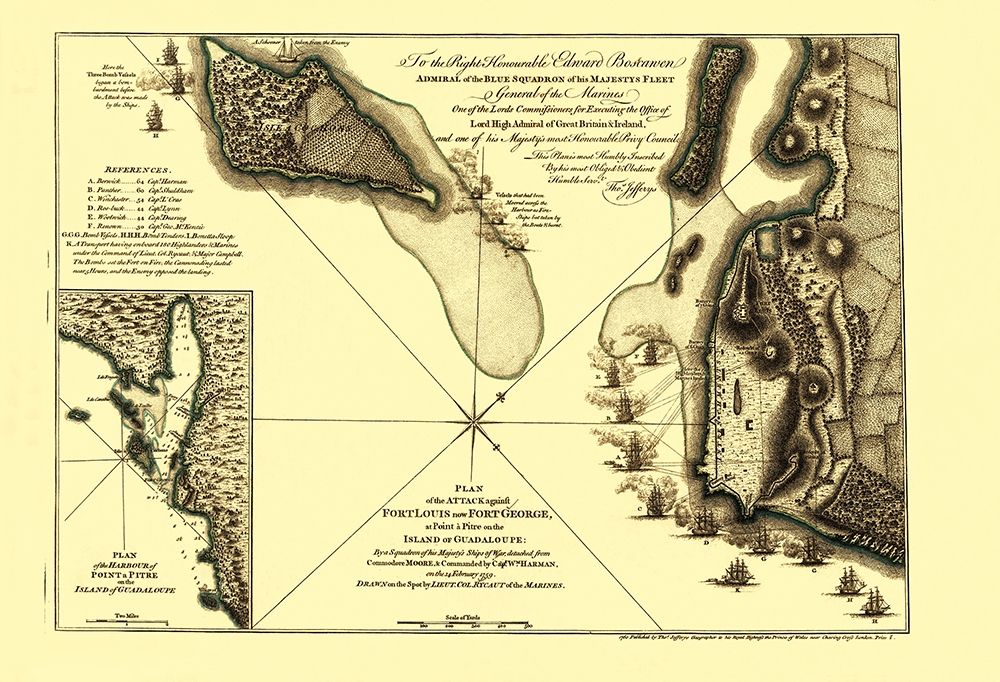 Caribbean Attack Plan Fort Louis Fort George art print by Jefferys for $57.95 CAD