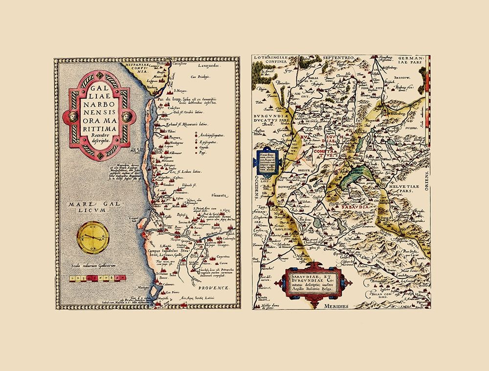 Europe France Switzerland Italy - Ortelius 1574 art print by Ortelius for $57.95 CAD