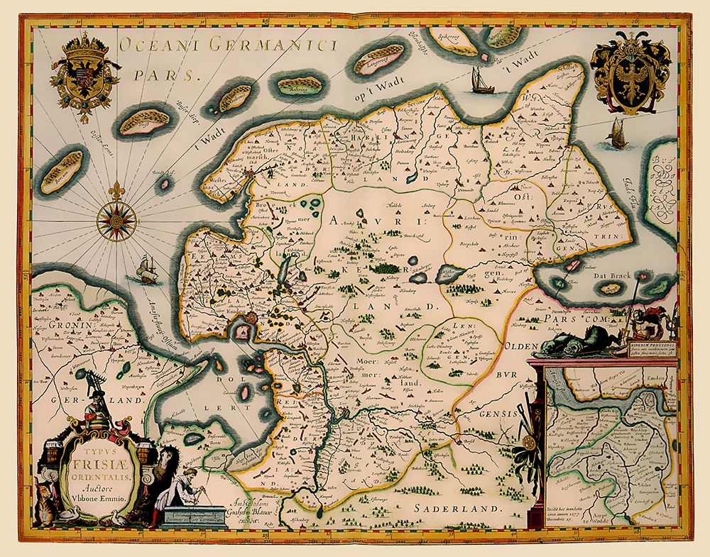 East Friesland Netherlands - Blaeu 1630 art print by Blaeu for $57.95 CAD