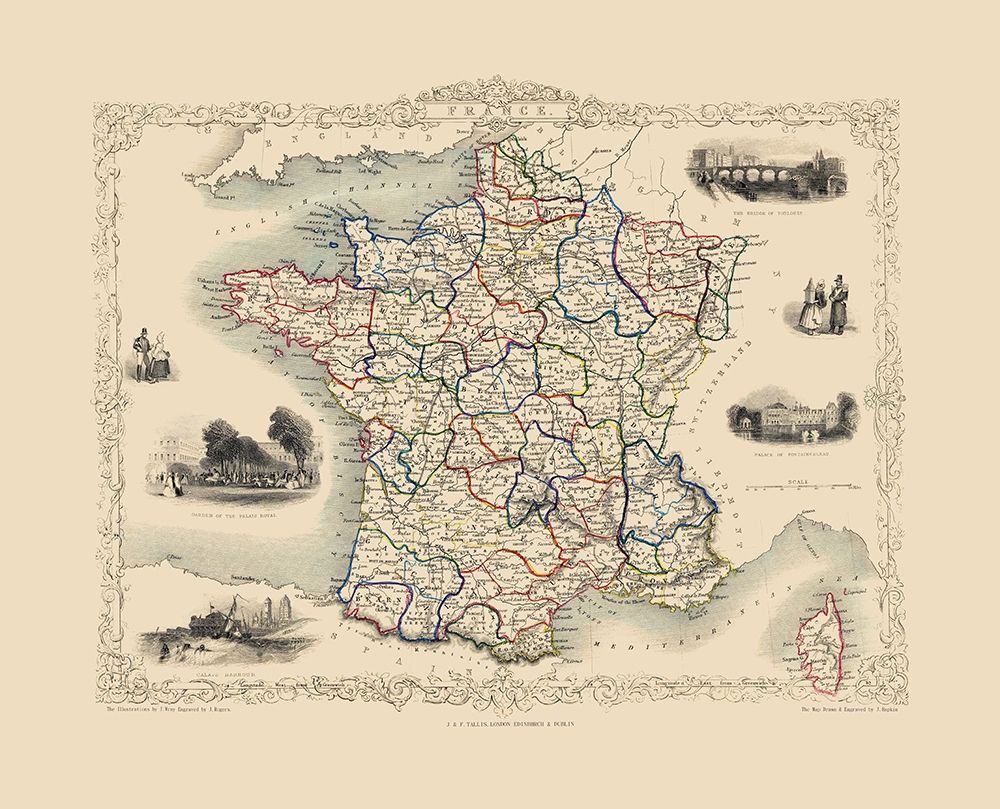 France - Tallis 1851 art print by Tallis for $57.95 CAD