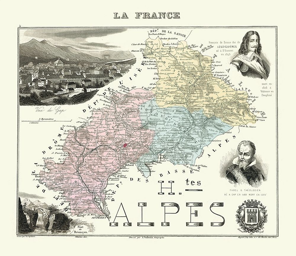 Hautes Alpes Region France - Migeon 1869 art print by Migeon for $57.95 CAD