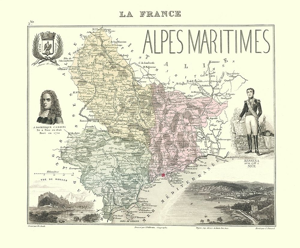 Alpes Maritimes Region France - Migeon 1869 art print by Migeon for $57.95 CAD
