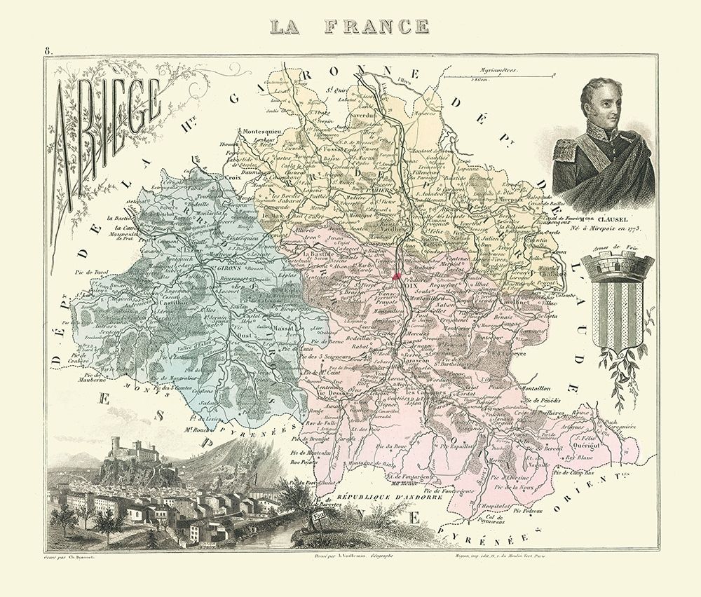 Ariege Region France - Migeon 1869 art print by Migeon for $57.95 CAD