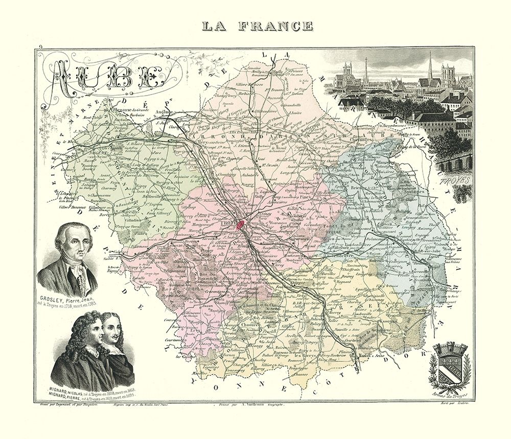 Aube Region France - Migeon 1869 art print by Migeon for $57.95 CAD