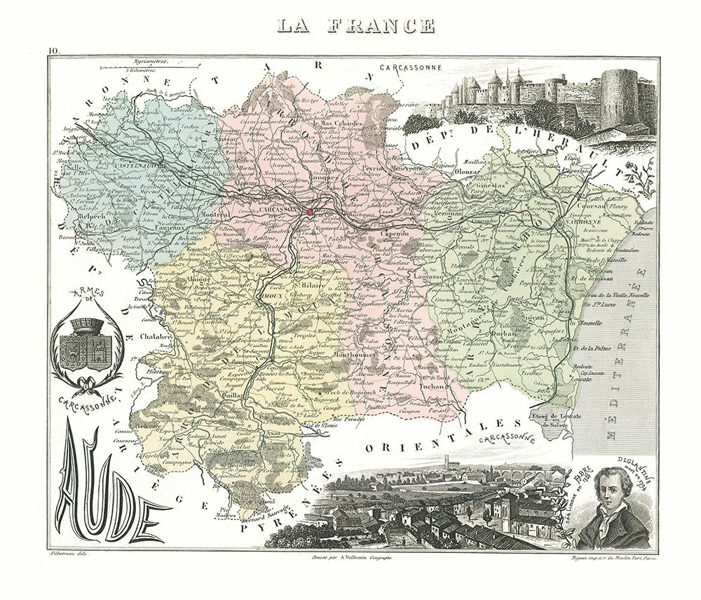 Aude Region France - Migeon 1869 art print by Migeon for $57.95 CAD
