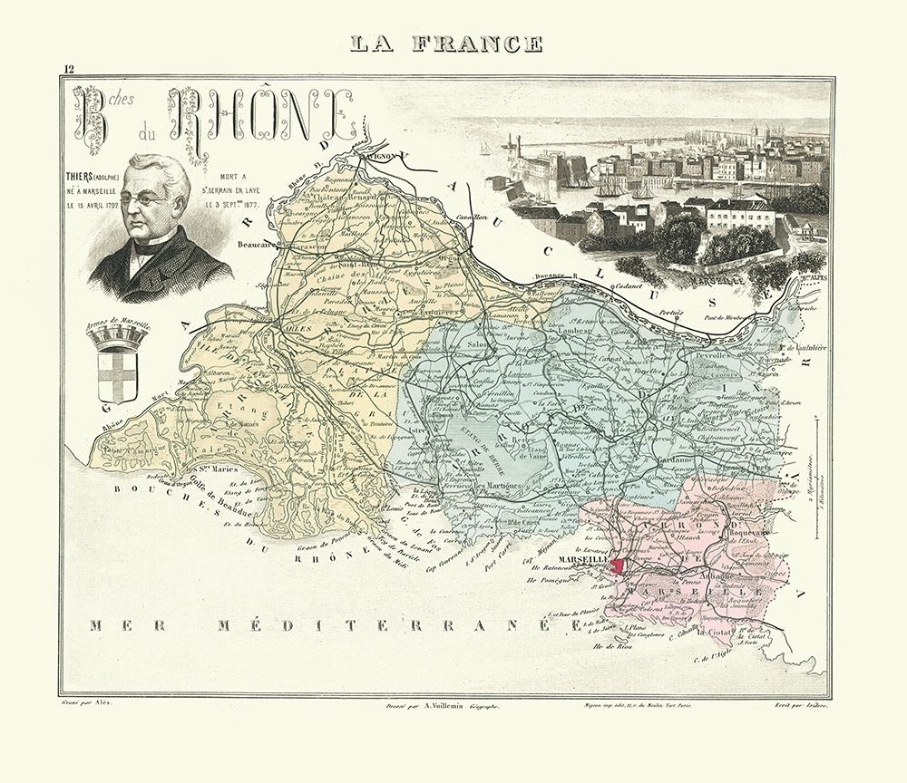 Bouches du Rhone Region France - Migeon 1896 art print by Migeon for $57.95 CAD
