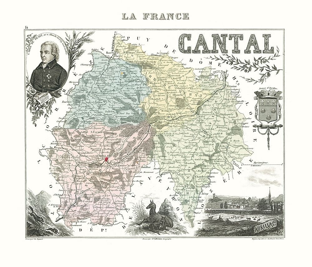 Cantal Region France - Migeon 1869 art print by Migeon for $57.95 CAD