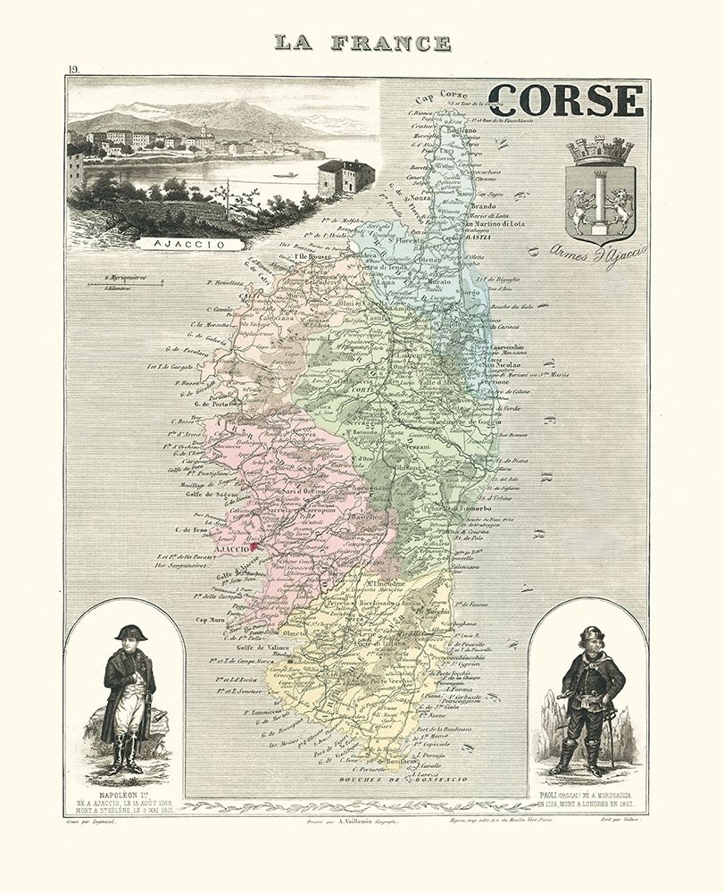 Corse Region France - Migeon 1869 art print by Migeon for $57.95 CAD