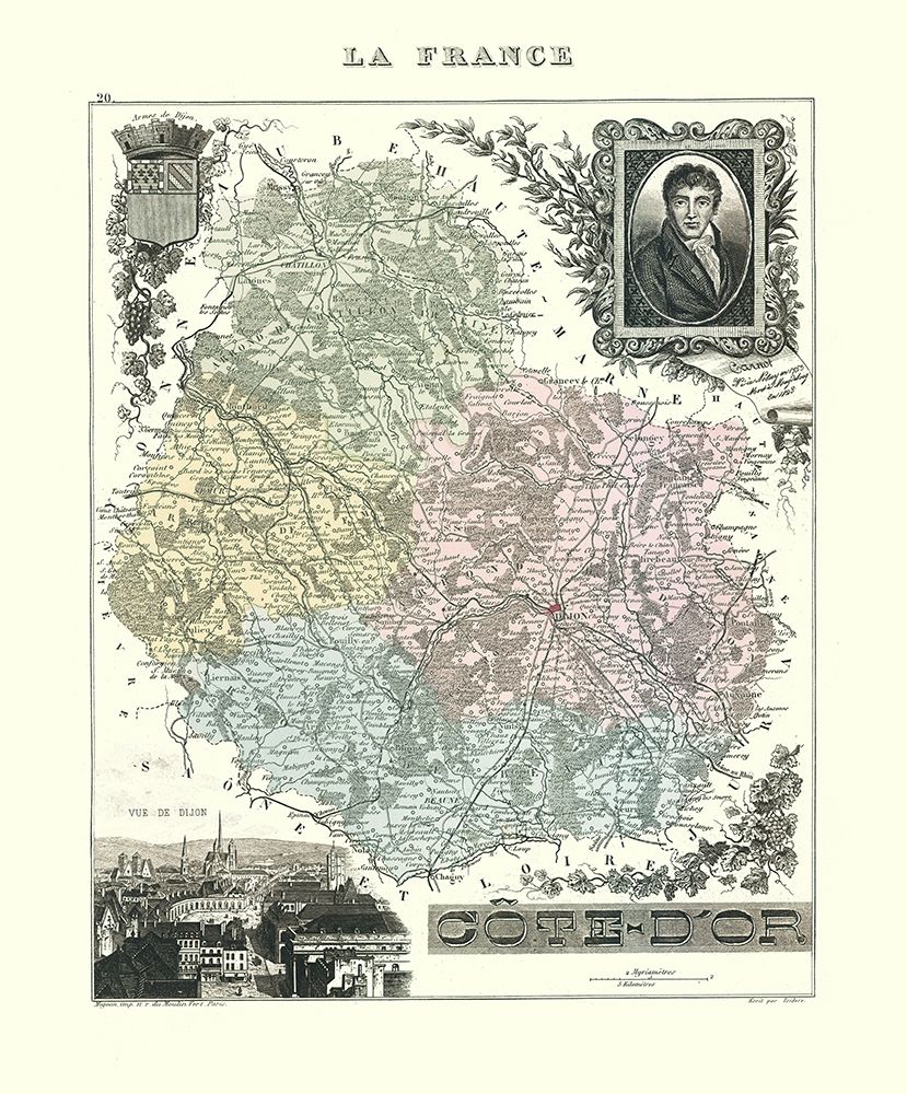 Cote dor Region France - Migeon 1869 art print by Migeon for $57.95 CAD