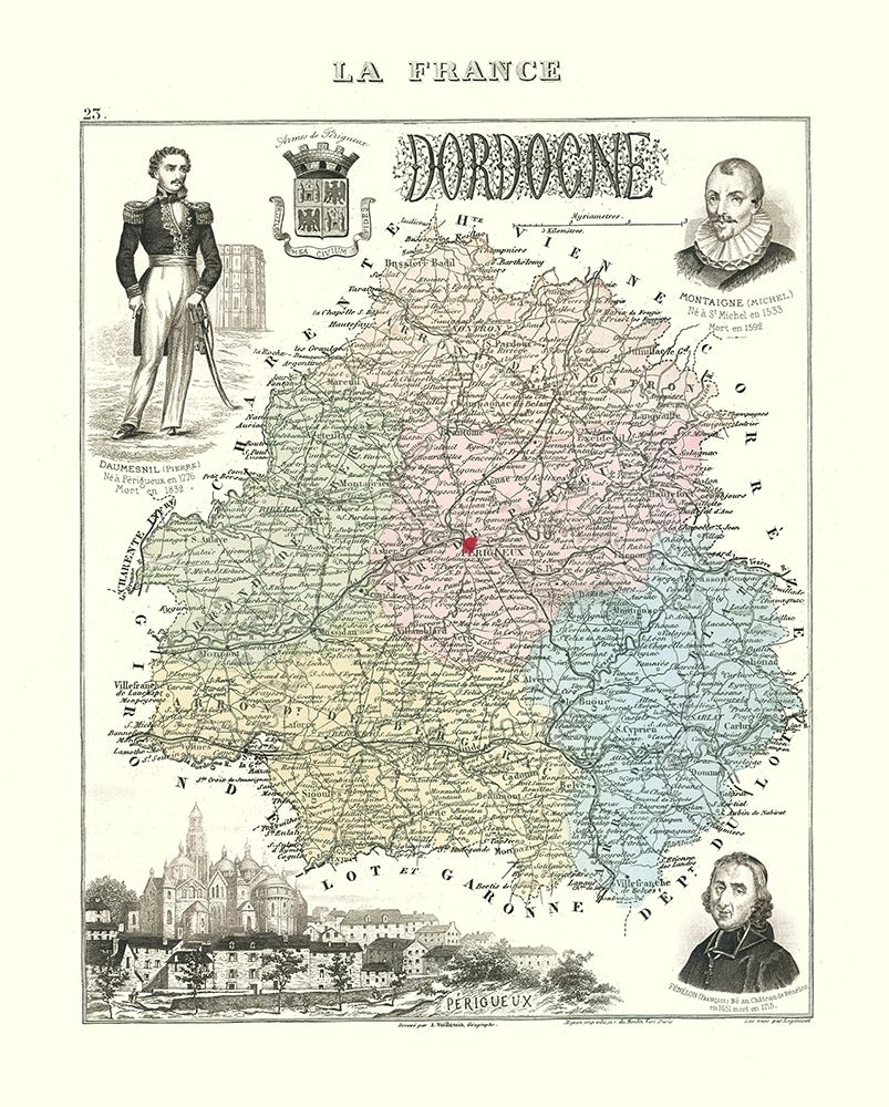 Dordogne Region France - Migeon 1869 art print by Migeon for $57.95 CAD