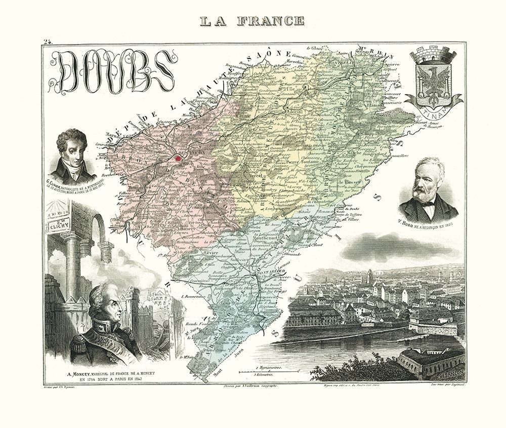 Doubs Region France - Migeon 1869 art print by Migeon for $57.95 CAD