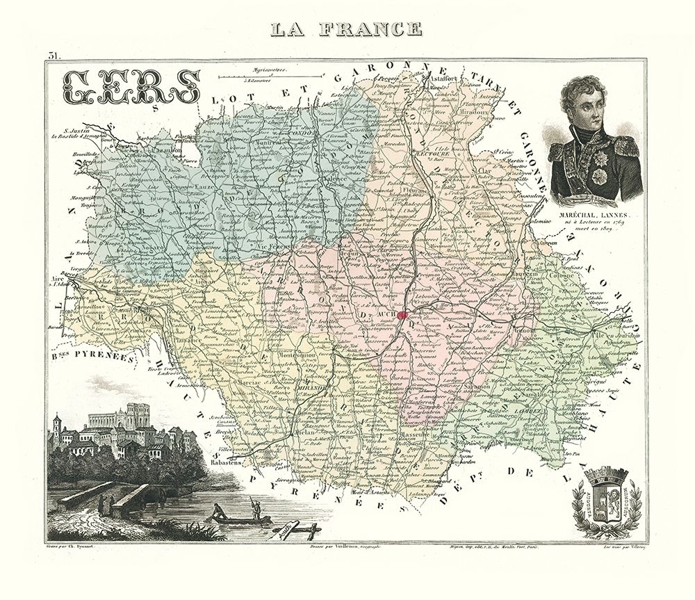 Gers Region France - Migeon 1869 art print by Migeon for $57.95 CAD