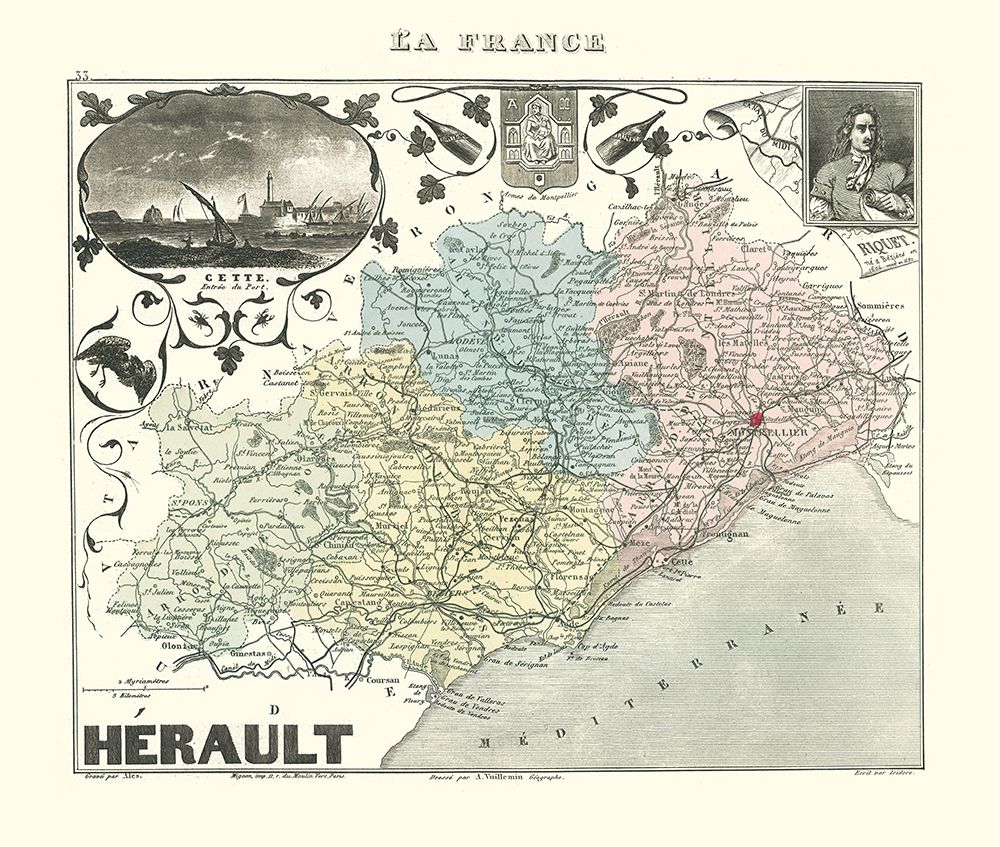 Herault Region France - Migeon 1869 art print by Migeon for $57.95 CAD