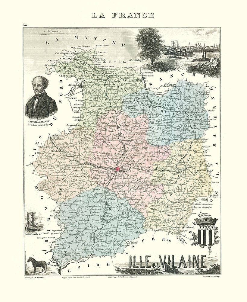 Ille et Vilaine Region France - Migeon 1869 art print by Migeon for $57.95 CAD