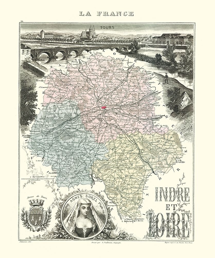 Indre et Loire Region France - Migeon 1869 art print by Migeon for $57.95 CAD