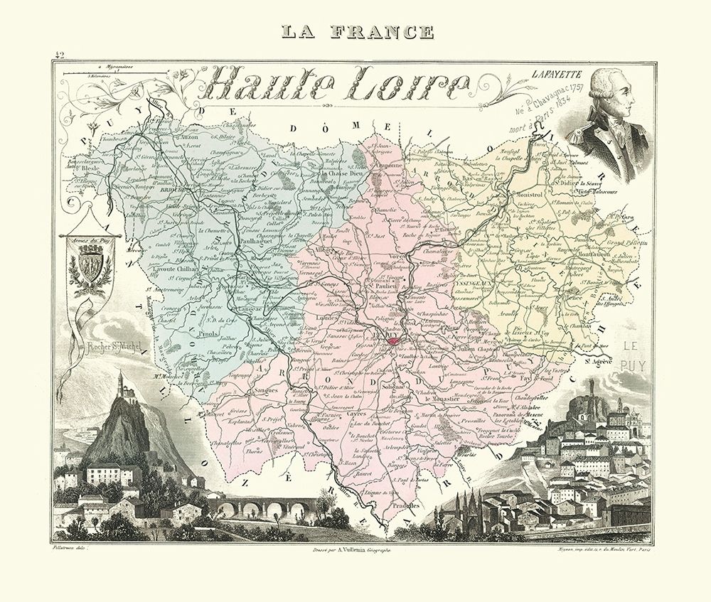 Haute Loire Region France - Migeon 1869 art print by Migeon for $57.95 CAD