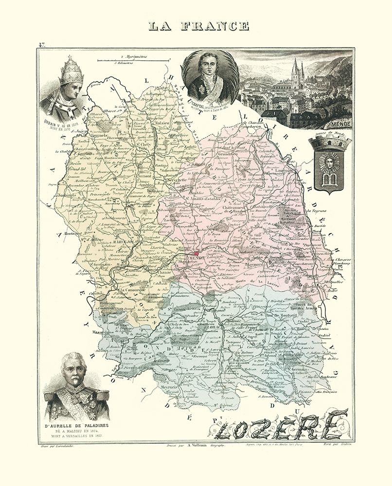 Lozere Region France - Migeon 1869 art print by Migeon for $57.95 CAD