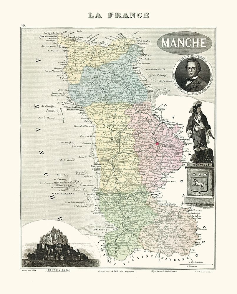 Manche Region France - Migeon 1869 art print by Migeon for $57.95 CAD