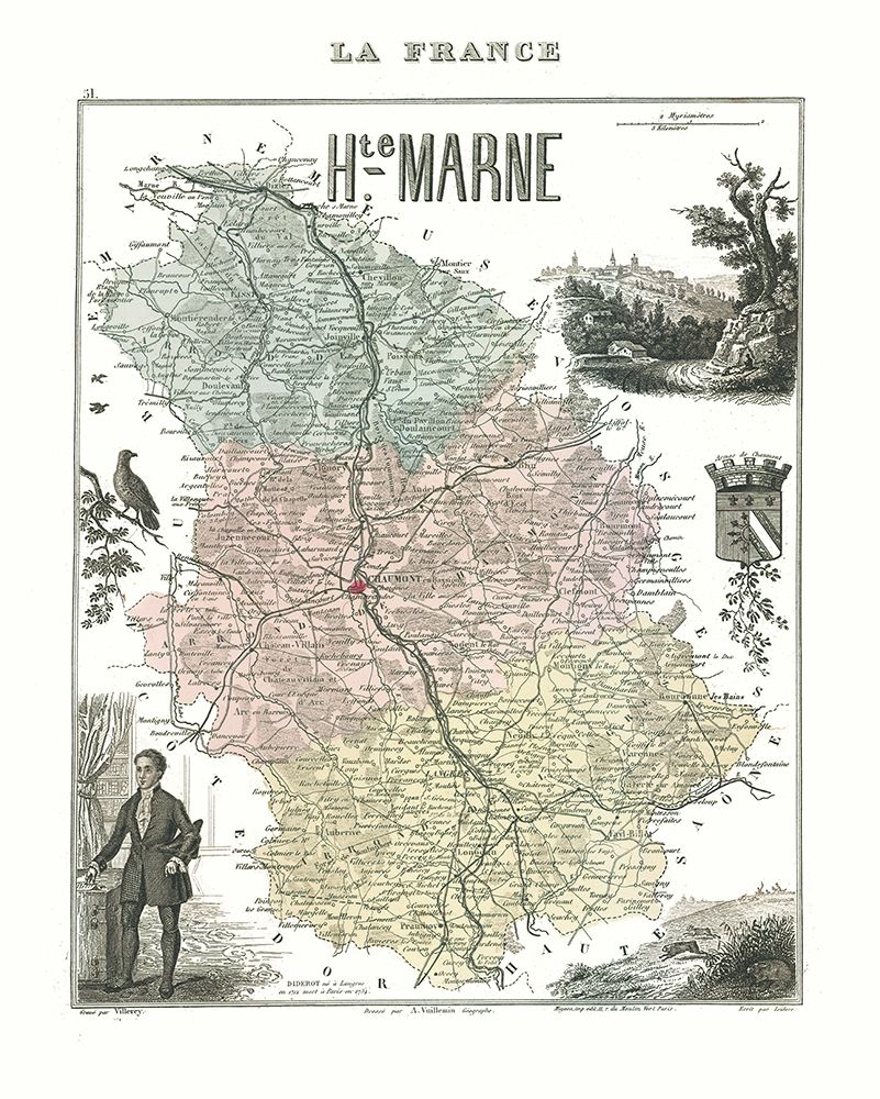 Haute Marne Region France - Migeon 1869 art print by Migeon for $57.95 CAD