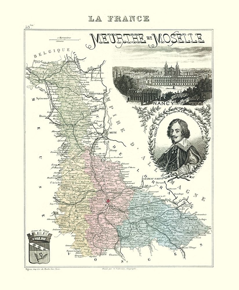 Meurthe et Moselle Region France - Migeon 1869 art print by Migeon for $57.95 CAD