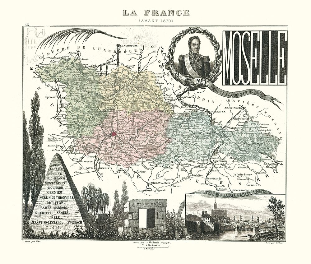 Moselle Region France - Migeon 1869 art print by Migeon for $57.95 CAD
