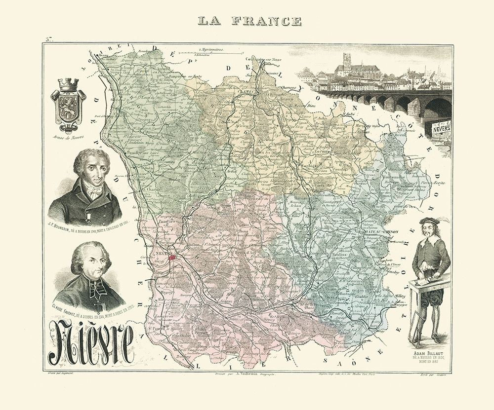 Nievre Region France - Migeon 1869 art print by Migeon for $57.95 CAD
