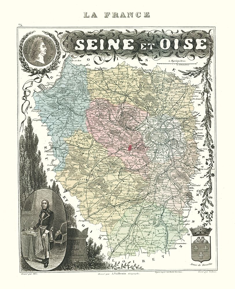 Seine et Oise Department France - Migeon 1869 art print by Migeon for $57.95 CAD