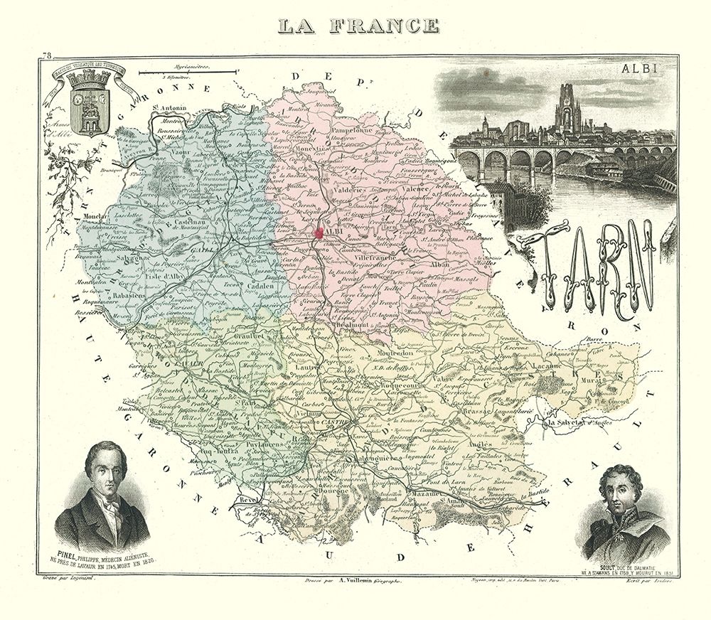 Tarn Department France - Migeon 1869 art print by Migeon for $57.95 CAD