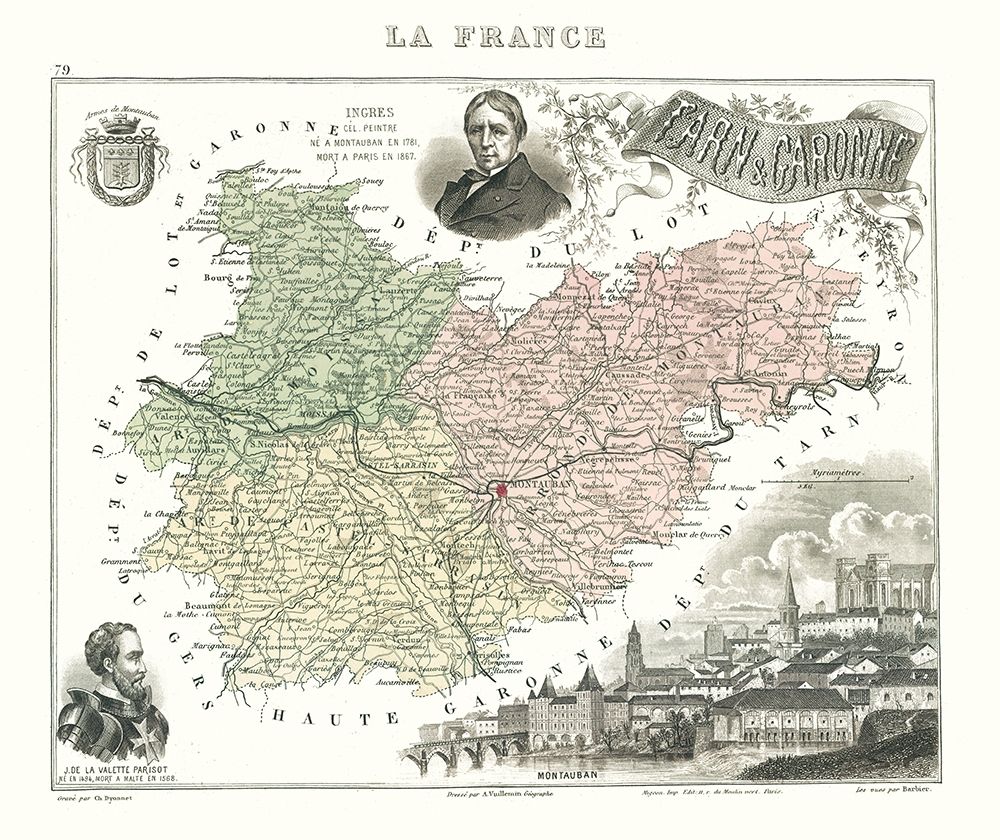 Tarn et Garonne France - Migeon 1869 art print by Migeon for $57.95 CAD