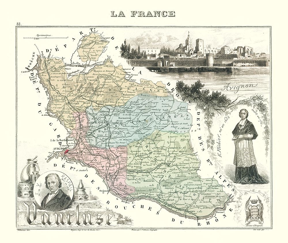 Vaucluse Department France - Migeon 1869 art print by Migeon for $57.95 CAD