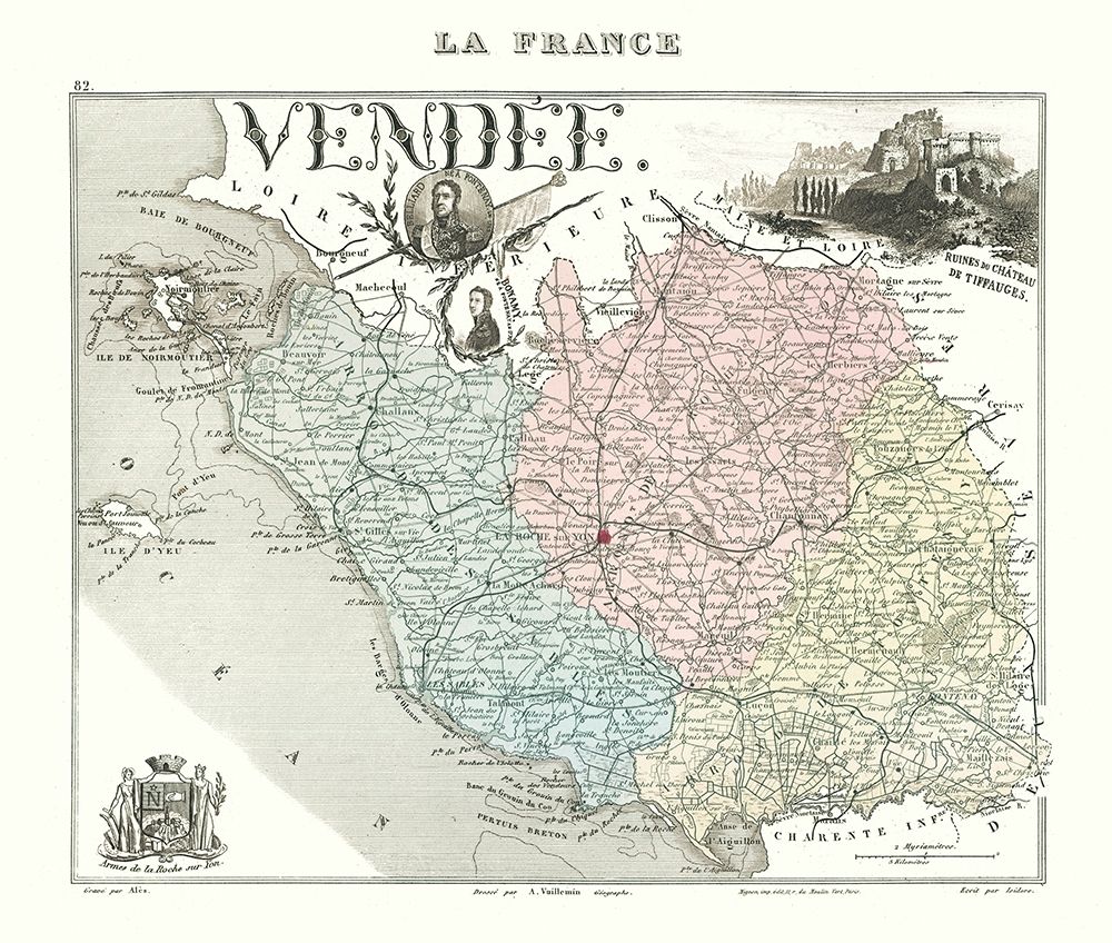 Vendee Department France - Migeon 1869 art print by Migeon for $57.95 CAD