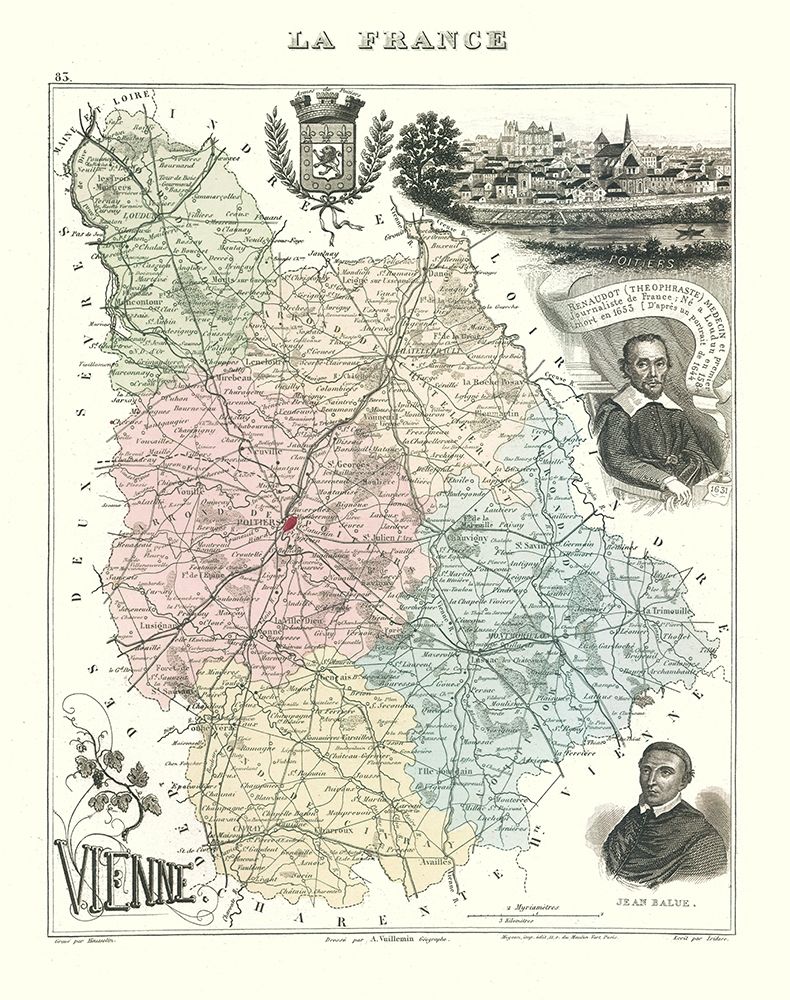 Vienne Department France - Migeon 1869 art print by Migeon for $57.95 CAD
