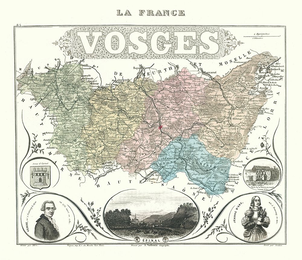 Vosges Department France - Migeon 1869 art print by Migeon for $57.95 CAD